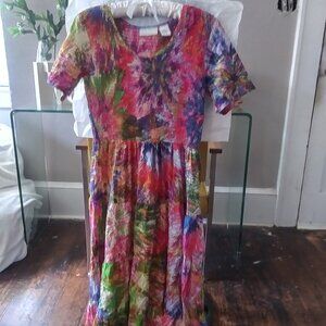Draper's & Damon's Bodice Midi Maxi Dress Purple Pink Green washed sz PS